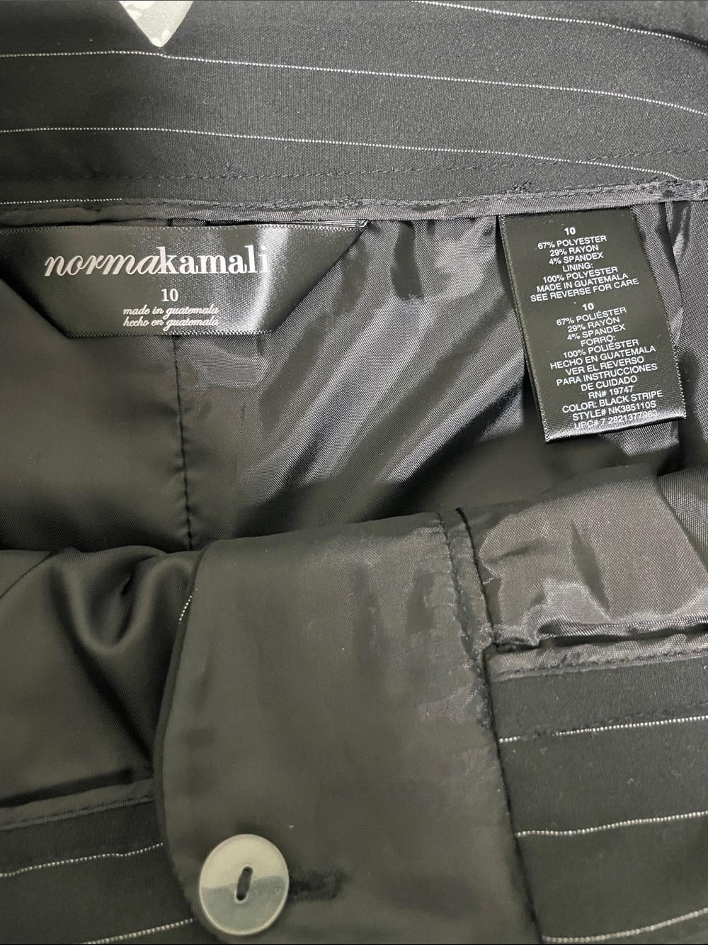Norma Kamali Black Pinstripe Pencil Skirt with White Stripes - Picture 2 of 9